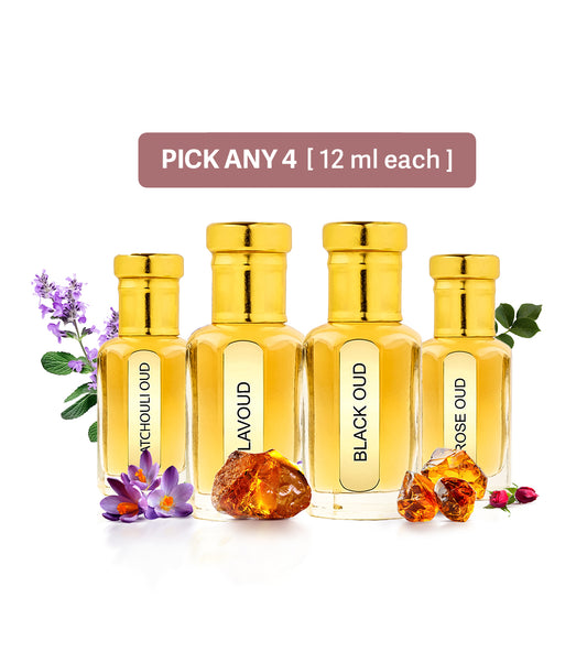 Pure Attar - Select Any 4 Attars [12 ml Each]